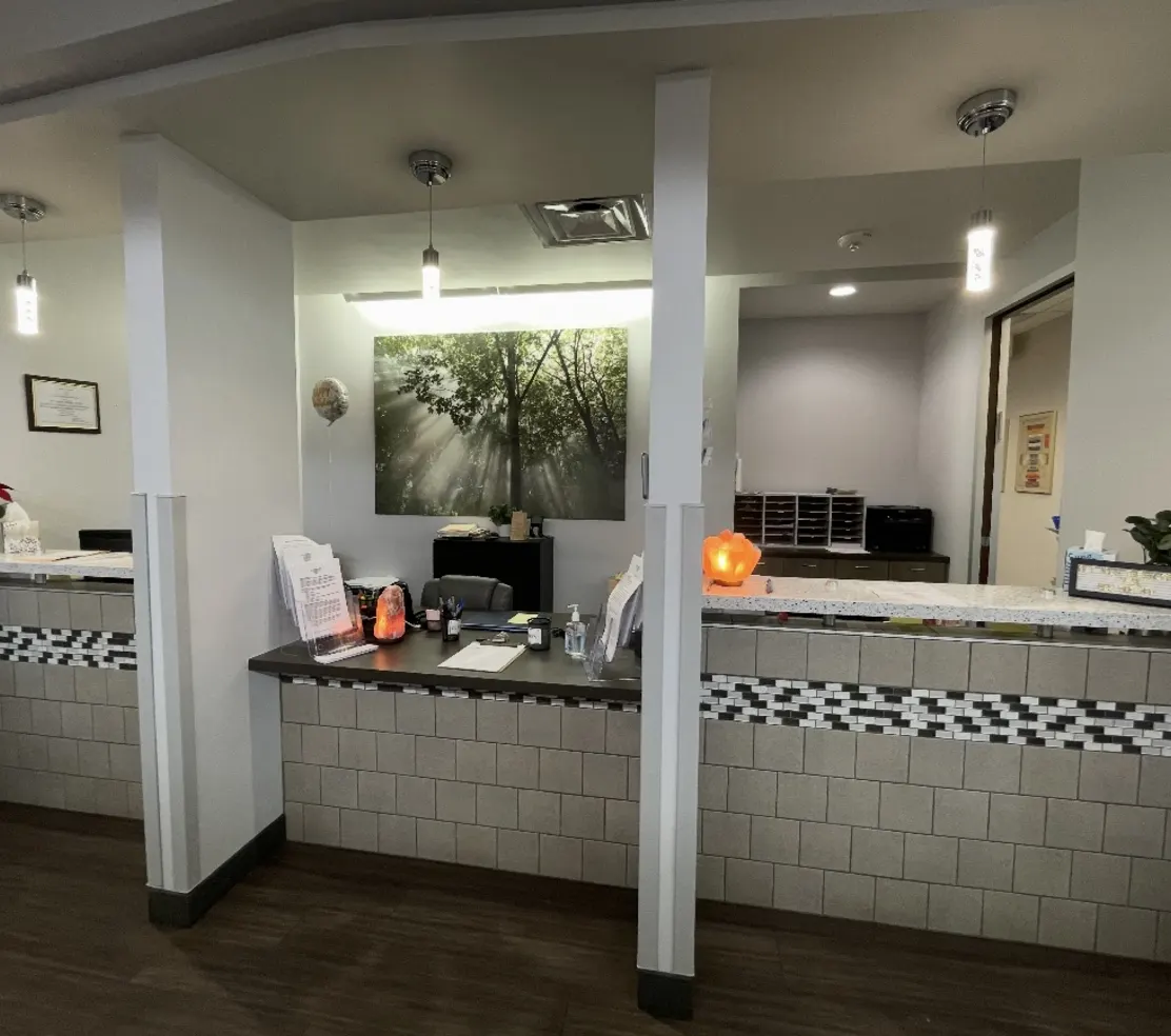 Front reception desk at Optimal Health Wellness Clinic